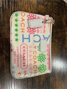Coach Multicolor Logo-Print Pouch (no wrist strap)